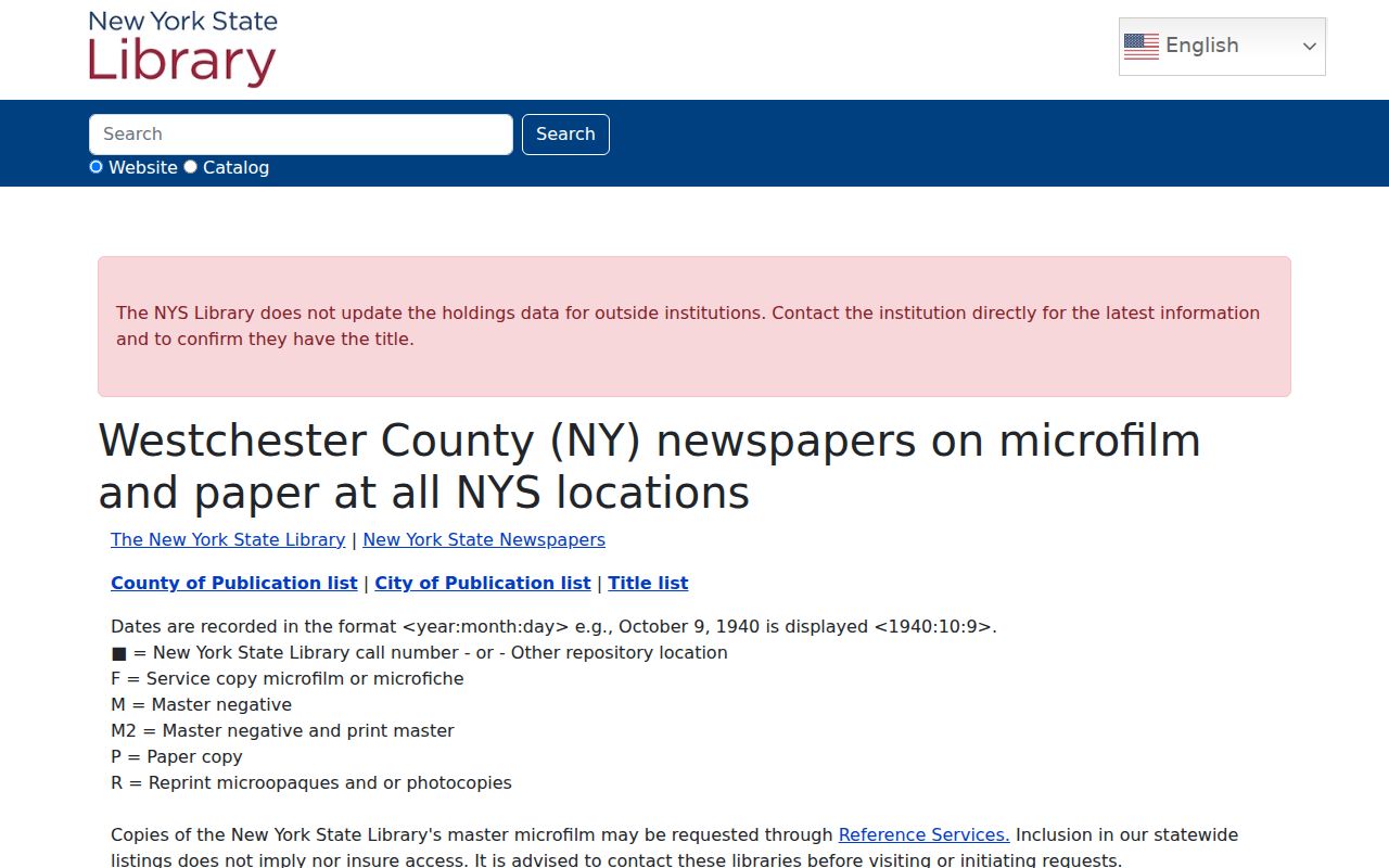 Mamaroneck city directory newspaper microfilm lead at the New York State Library