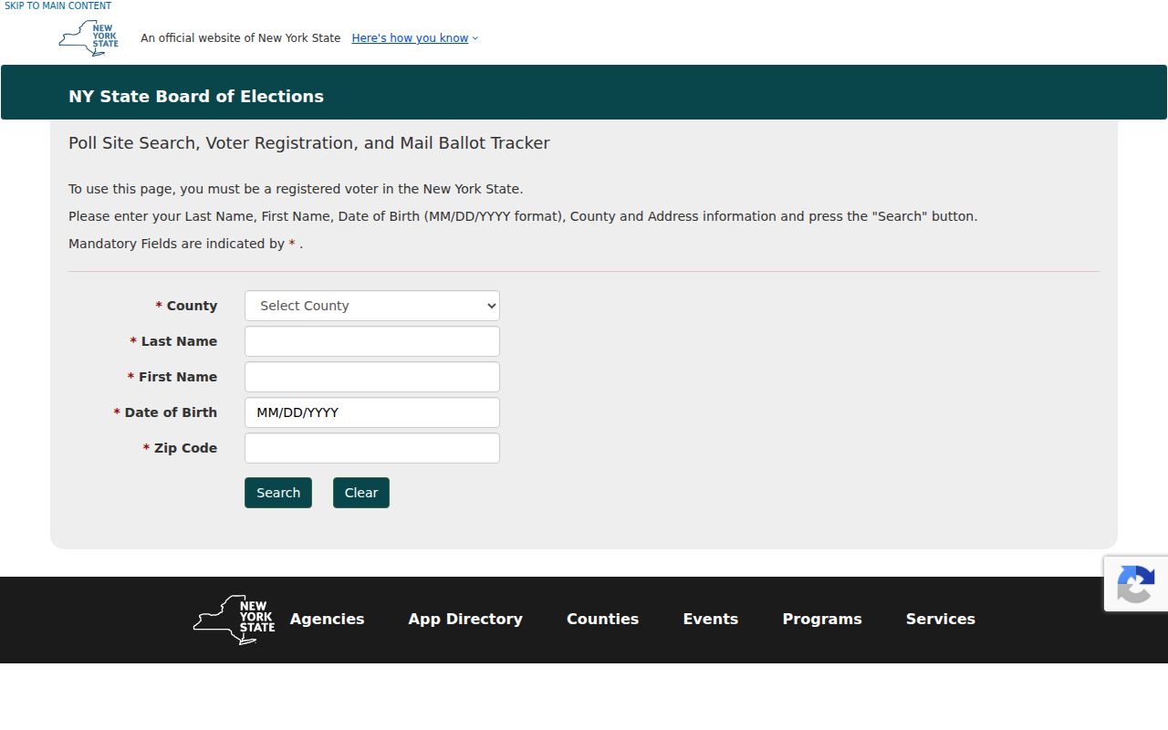 Mamaroneck residents directory New York voter registration lookup form
