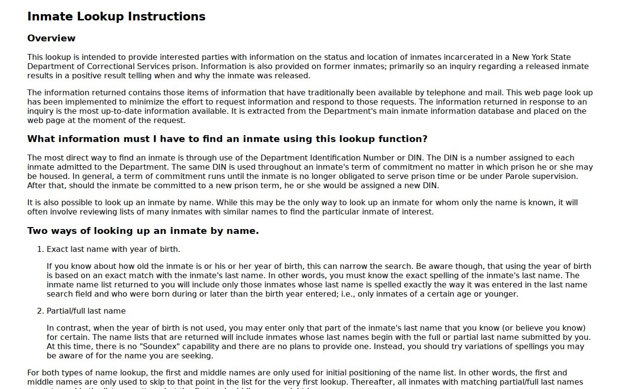 Mamaroneck resident lookup reference for the NYS DOCCS incarcerated-person locator